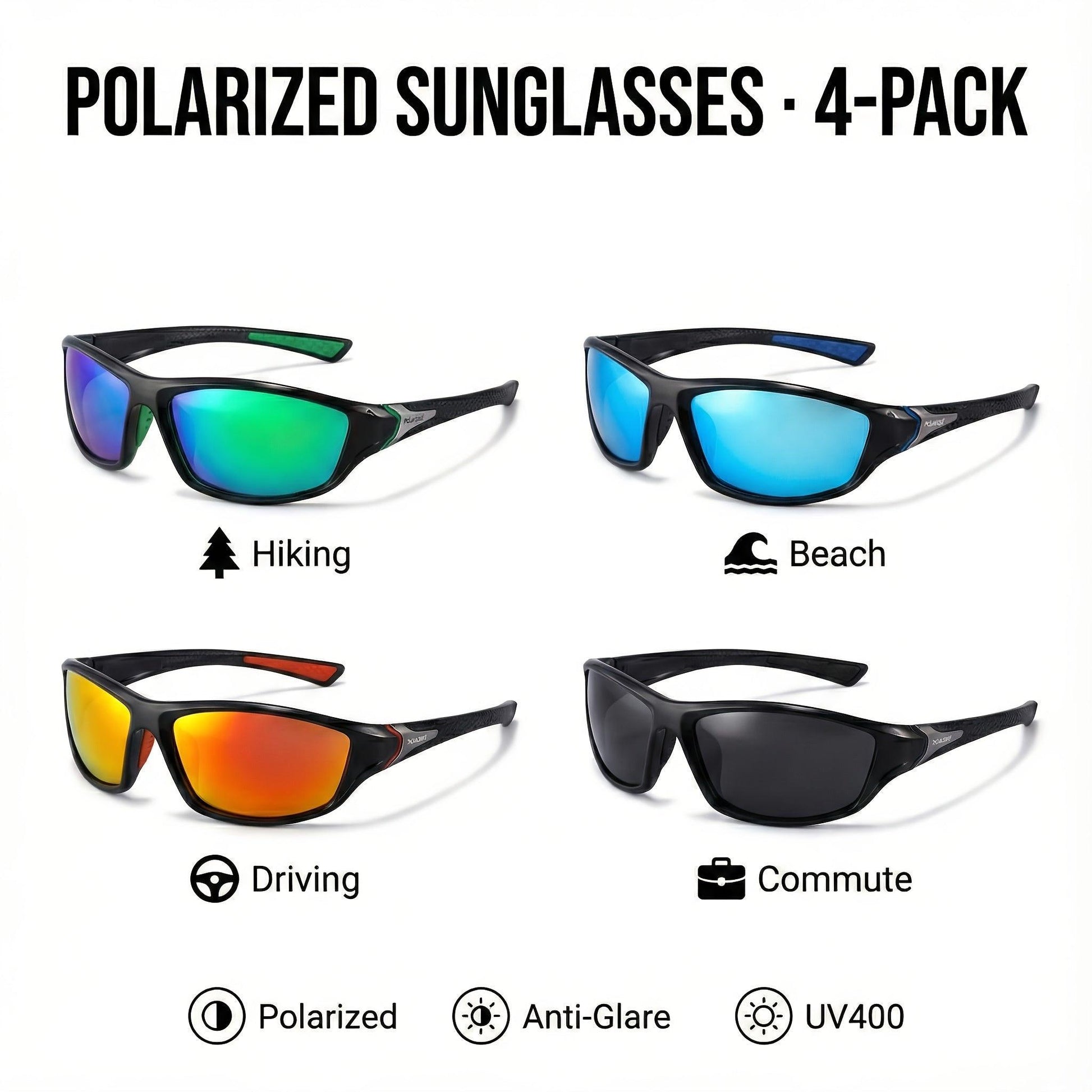 4 Pairs Of Fashionable Polarized Men'S Glasses, Suitable For Summer Cycling, Sports, Leisure, Outdoor Fishing, Driving, And Daily Commuting - Buy online at  Vibe In Cart.