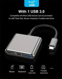 [3-in-1 USB C Hub] 3-in-1 USB C Hub | Thunderbolt 3 to HDTV 4K Output, USB 3.0 Port & 60W PD Charging, Compact Metal USB-C Adapter for MacBook Pro/Air, Galaxy S8/S9, Laptops - Buy online at  Vibe In Cart.