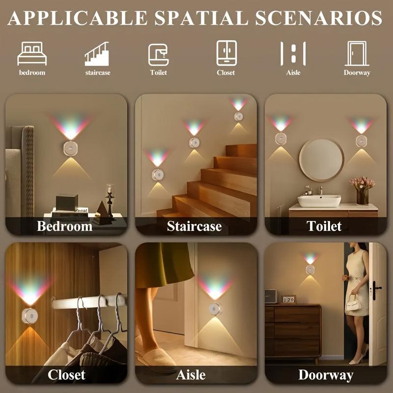 1pc Motion Sensor Light with USB Charging and Adjustable Brightness and Color