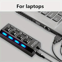 2pcs/1pc High-Speed 4/7 Port USB Splitter Hub, USB 2.0 Hub with Power Supply, Multi-Port Switch Hub Extension Dock, 11.81 Inch Cable - Buy online at  Vibe In Cart.