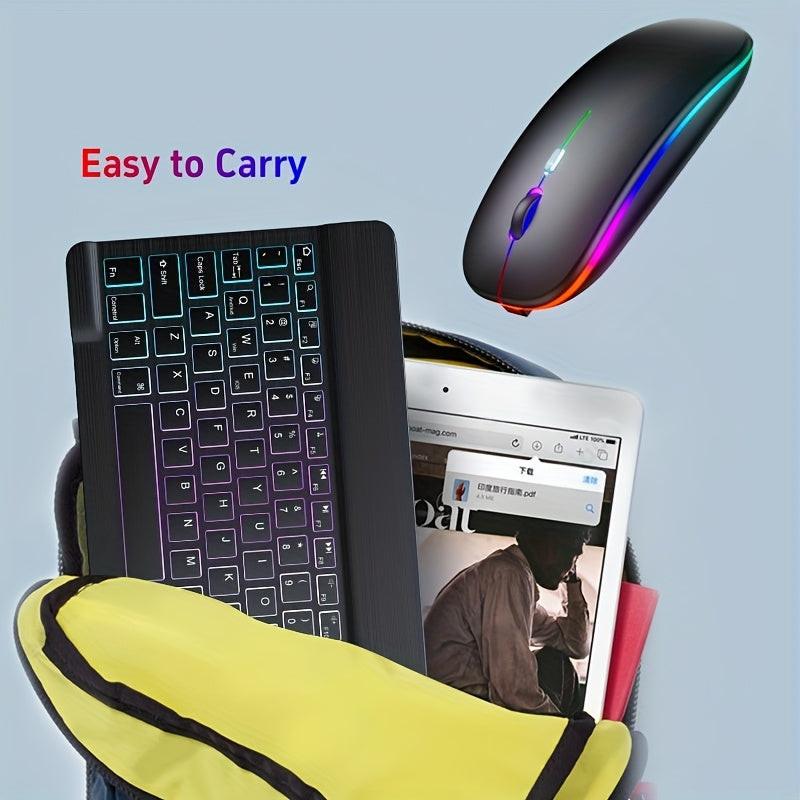 Set of 2 Ultra-Slim Wireless Backlit RGB Keyboard And Mouse, Featuring Dual Mode Connection with BT3.0 And 2.4G, Compatible with Multiple Systems, Ideal for Smartphones, Tablets, And Laptops, a Stylish Gift Option. - Buy online at  Vibe In Cart.