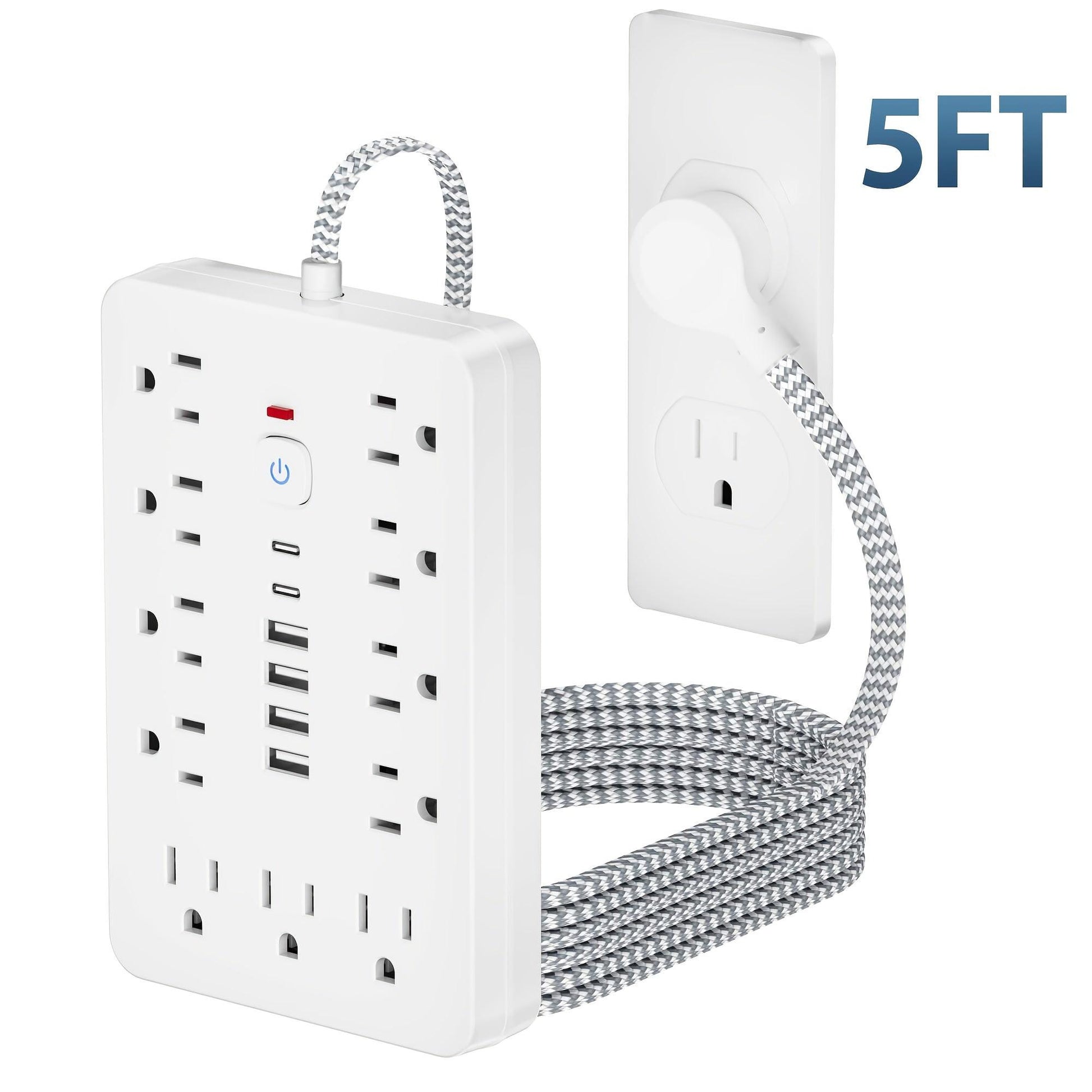 1pc Multi-Functional Surge Protection Power Strip With USB Port - 11 AC Outlets With 4 USB-A Ports And 2 Type-C Ports And Short Cord/5 FT/10 FT Extension Cord - For Office, Study, Home, And School Use - Power Socket With Over - Buy online at  Vibe In Cart.