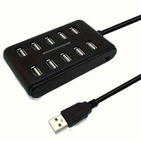 1pc Portable General Purpose Work Home With Switch ABS Plastic Double Row Ten Port USB HUB - Buy online at  Vibe In Cart.