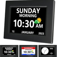 7 Inch Clock With Day And Date For Elderly Large Display Digital Clock 12 Alarms 3 Medicine Reminders Large Font Dementia Clocks Alarm Clock For Seniors Day Clock Black - Buy online at  Vibe In Cart.