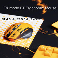 UINEER Yellow Ergonomic Wireless Mouse with 3 Connectivity Modes (BT 4.0/5.0 + USB-A), Rechargeable 18650 Battery, USB-C Charging, Right-Handed Design for Office & Gaming, Office Mouse, Sleek Mouse, Durable Plastic - Buy online at  Vibe In Cart.