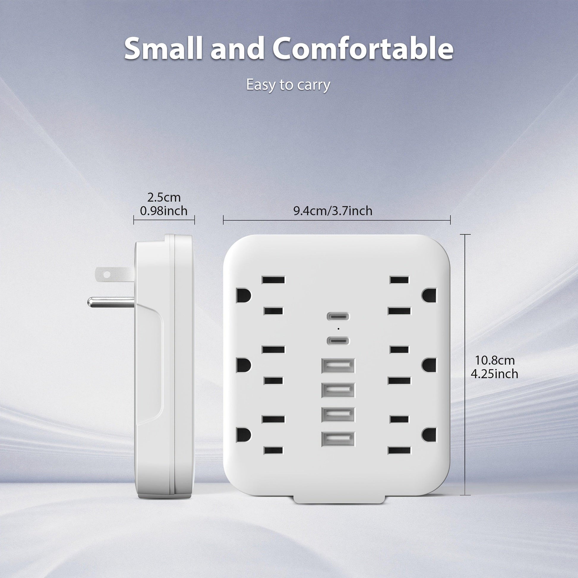 [12-in-1 Mini Power Adapter] 12-in-1 Mini Power Adapter | 6 AC Outlets, 4 USB, 2 Type-C | Sturdy, Durable, Portable | Multi-Outlet Wall Socket | Travel, Office, Home | Black & White - Buy online at  Vibe In Cart.