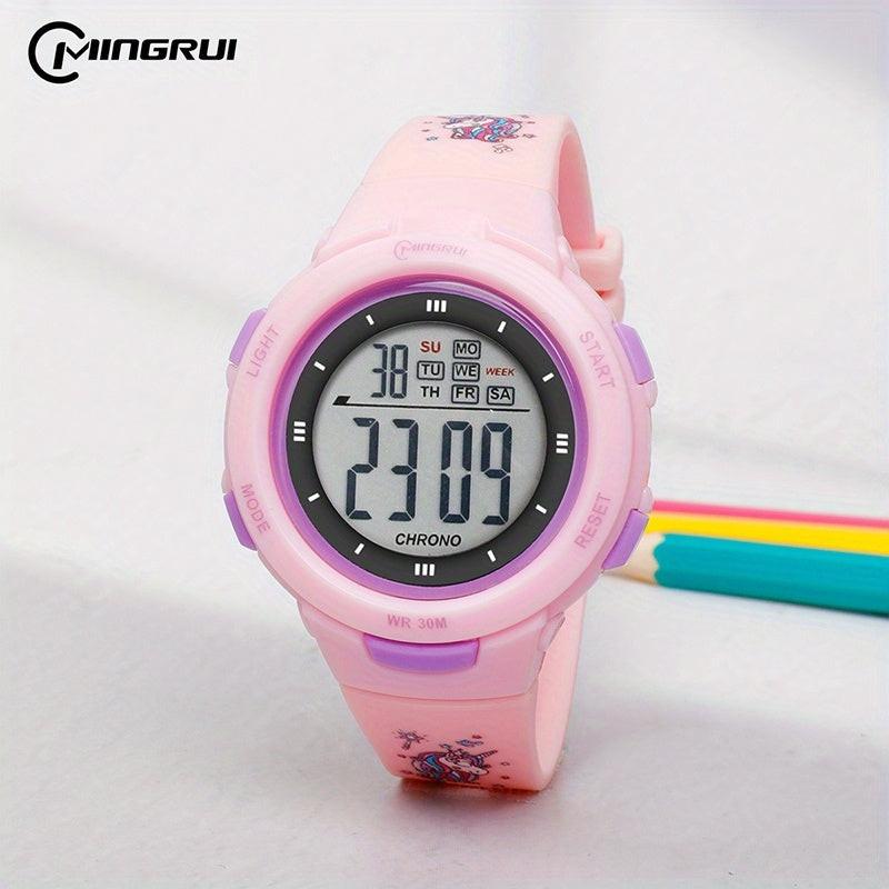 Kids Fashionable Sports Watch | 30m Water Resistance, Glow-in-the-Dark, Digital Display, Rubber Strap, Plastic Case, Button Battery, White Dial - Ideal for Boys and Girls, Perfect for School Supplies - Buy online at  Vibe In Cart.