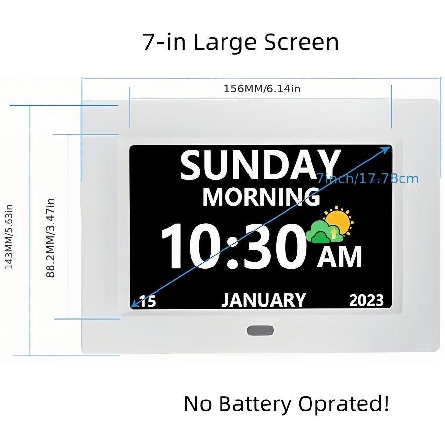 7 Inch Clock With Day And Date For Elderly Large Display Digital Clock 12 Alarms 3 Medicine Reminders Large Font Dementia Clocks Alarm Clock For Seniors Day Clock Black - Buy online at  Vibe In Cart.
