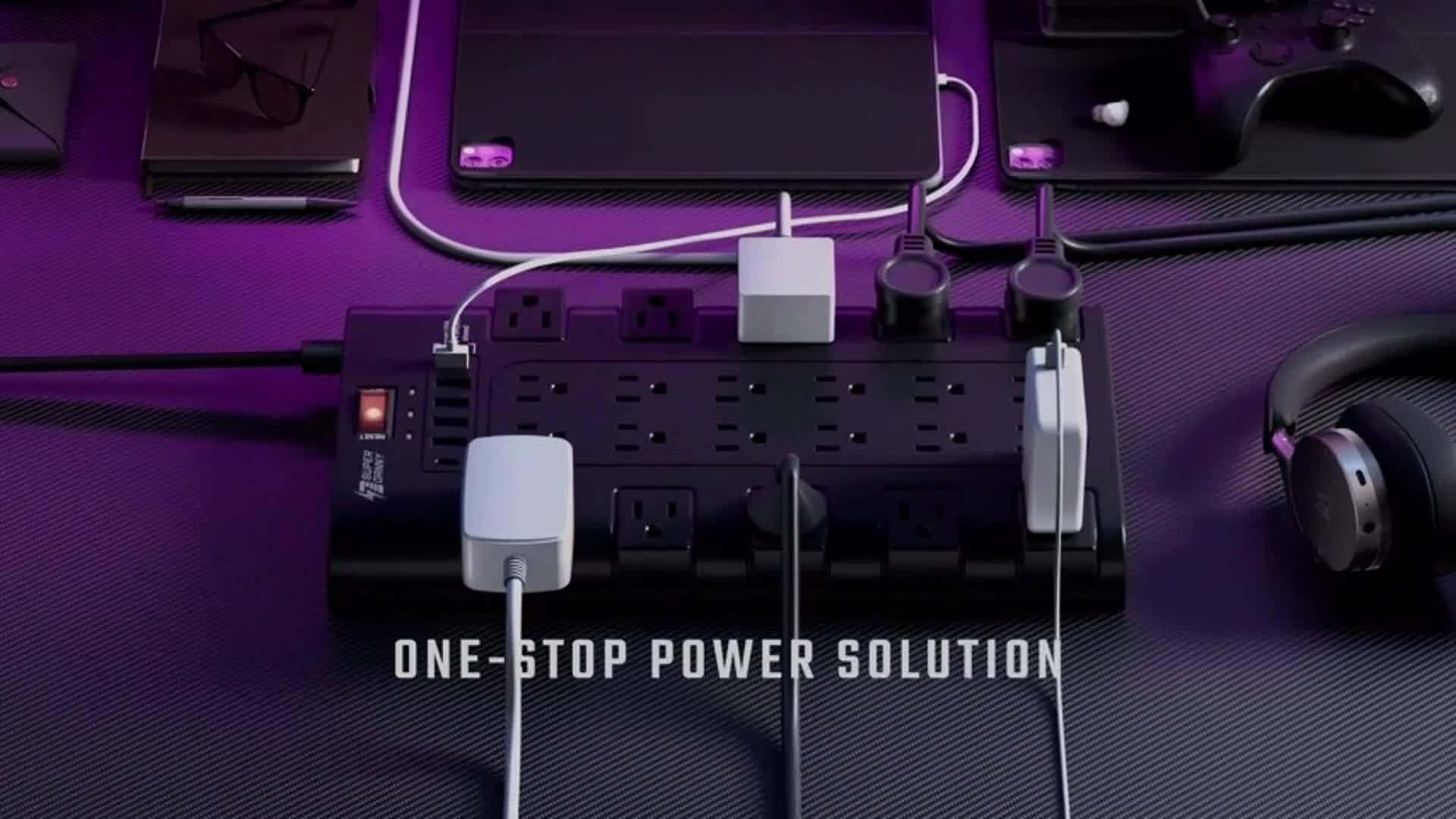 28-in-1 Surge Protector Power Strip with 22 Spacious AC Outlets(1875W/15A), 5/4 USB-A, 1/2 Type-C Ports, Control Switch, Overload Protection, Flat Plug Wall Mount, Space-Saving Extension Cord, Desk USB Charging Station for Ho - Buy online at  Vibe In Cart.