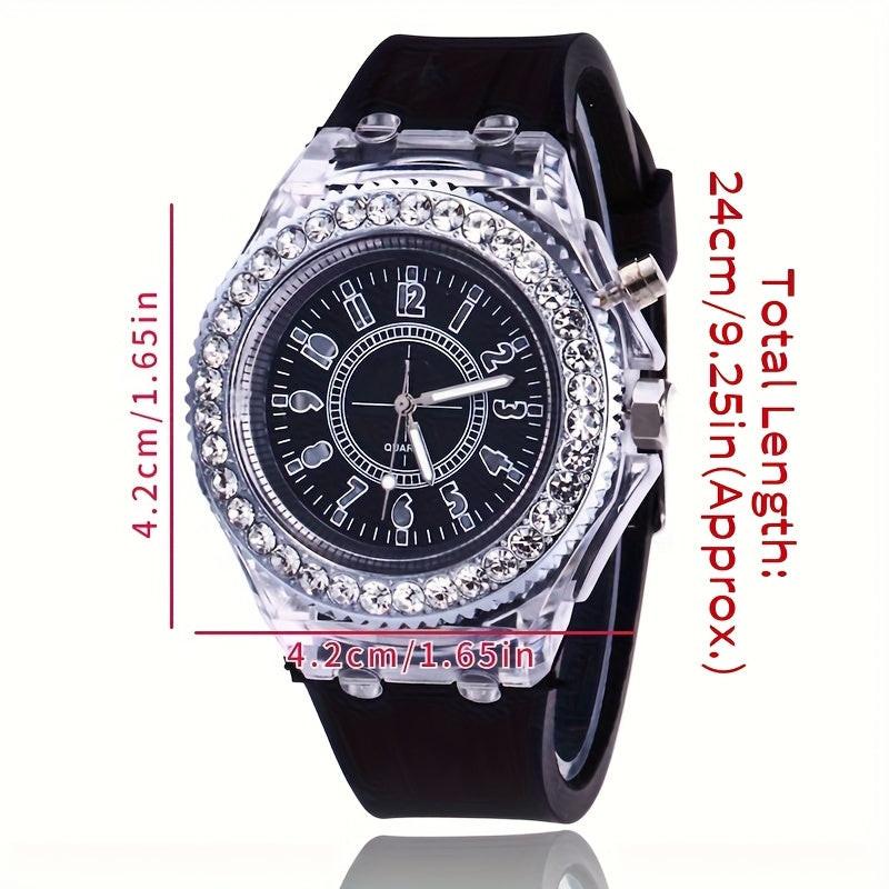 Bright Rhinestone LED Fashion Trendy Unisex Student Couple Jelly Quartz Watch - Buy online at  Vibe In Cart.