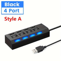 [Usb Adapter Hub] 1pc 7 Ports/ 4 Ports LED USB Adapter Hub Power On/ Off Switch For PC Laptop Computer - Buy online at  Vibe In Cart.