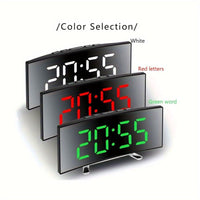 Creative LED Curved Screen Mirror Alarm Clock, Multifunctional Silent Smart Desktop Clock, Christmas Valentine's Day New Year Holiday Gift, 1 pc - Buy online at  Vibe In Cart.