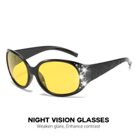 Polarized UV400 Wrap Around Sunglasses For Women With Rhinestone