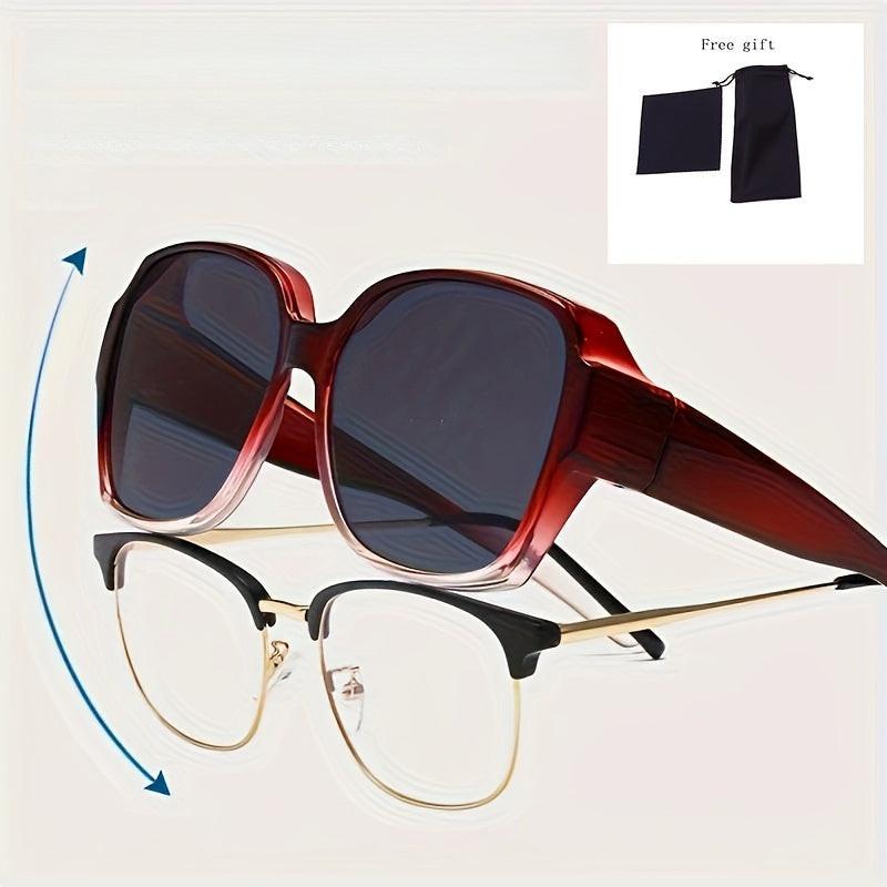 Rectangle Fit Over Sunglasses with Polycarbonate Frame and Anti-Reflective Lenses