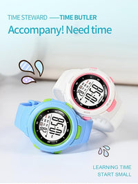 Kids Fashionable Sports Watch | 30m Water Resistance, Glow-in-the-Dark, Digital Display, Rubber Strap, Plastic Case, Button Battery, White Dial - Ideal for Boys and Girls, Perfect for School Supplies - Buy online at  Vibe In Cart.