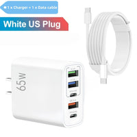 2/4pcs 20W USB C Fast Charger, Wall Charger Block, 5 Port Power Adapter with Data Cable, Compatible with Various Types Of Mobile Phones, White(The Five Ports Add Up to 65W) - Buy online at  Vibe In Cart.
