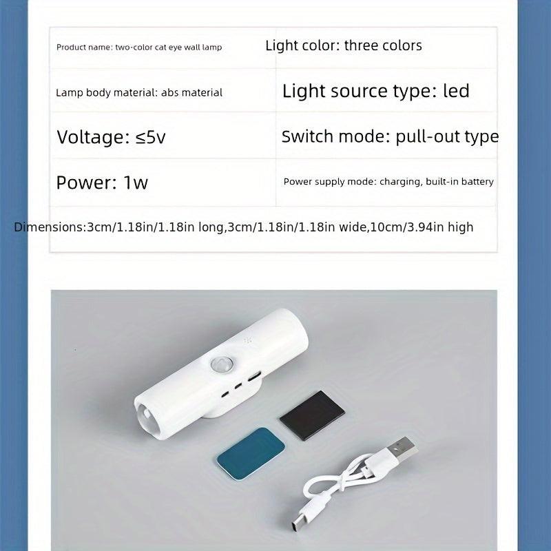 [RGB LED Wall Light] Rechargeable RGB Color Changing LED Wall Light with Motion Sensor, Magnetic Base & Cat-Eye Design - USB-Powered Under-Cabinet Lighting for Home Office, No Wiring Needed, Rechargeable Wall Light, Ambient L - Buy online at  Vibe In Cart.