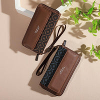 Classic PU Women'S Wallet, Long, Color-Block, Double-Layer Design, Zipper Closure, Zip Pocket, Photo Separation Layer, Nylon Lining, Continental Form Factor, with Positioning Printing for Women - Buy online at  Vibe In Cart.