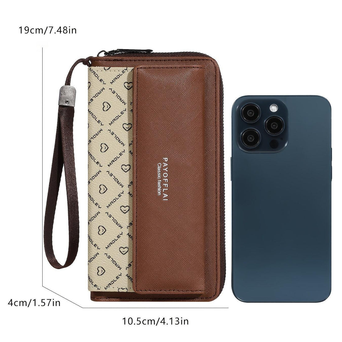 Classic PU Women'S Wallet, Long, Color-Block, Double-Layer Design, Zipper Closure, Zip Pocket, Photo Separation Layer, Nylon Lining, Continental Form Factor, with Positioning Printing for Women - Buy online at  Vibe In Cart.