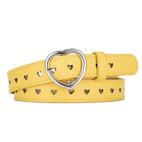A Single Pack of PU Women'S Heart-Shaped Buckle, Simple And Stylish, Korean Version Ins Women'S Belt with Heart-Shaped Hollow Decoration for Dresses And Jeans. - Buy online at  Vibe In Cart.