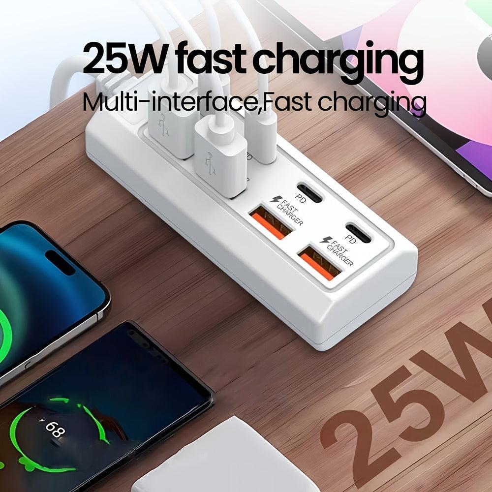 [25W 8-Port USB Charger] 25W 8-Port USB Wall Charger | Fast Charging Station with Smart Management - 4 USB-A + 4 PD Ports - Compatible for Smartphones, Tablets, Laptops, Power Banks & PD Devices - 2023 Upgraded Multi-Device C - Buy online at  Vibe In Cart.