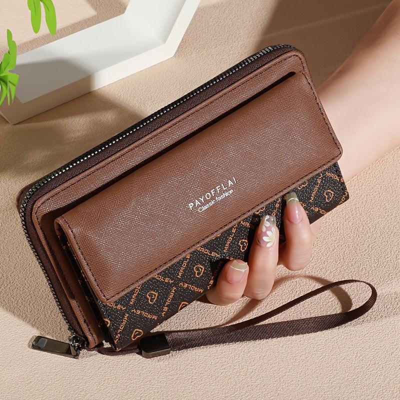Classic PU Women'S Wallet, Long, Color-Block, Double-Layer Design, Zipper Closure, Zip Pocket, Photo Separation Layer, Nylon Lining, Continental Form Factor, with Positioning Printing for Women - Buy online at  Vibe In Cart.