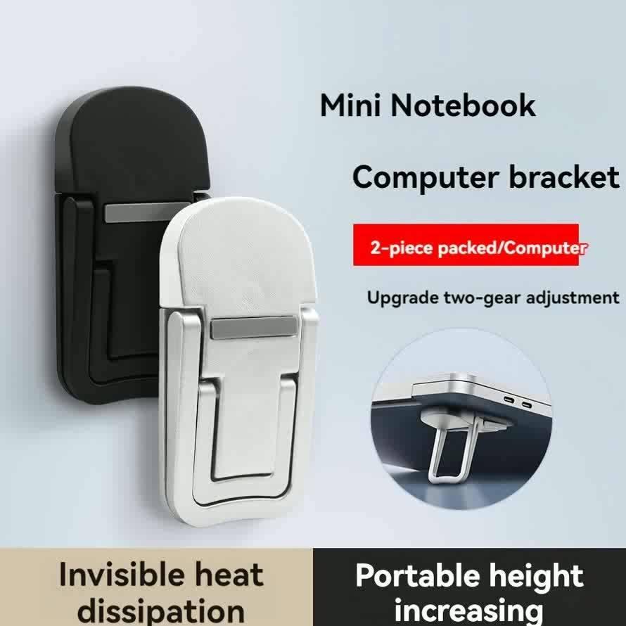 Adjustable Laptop Stand with Heat Sink Cooling System & Base - Portable Height Desk Elevator, Invisible Storage Compatible for Office, Bedside, Travel - Space-Saving Computer Stand for warming issues & Posture - Buy online at  Vibe In Cart.