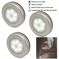 Motion Sensor Puck Lights Available in Sets of 3, 6, 9, Or 12, These Battery-Operated LED Night Lights Are Perfect for Illuminating Stairs, Closets, And Under Cabinets. They Can Be Easily Stuck Anywhere in Your Home, Kitchen, - Buy online at  Vibe In Cart.