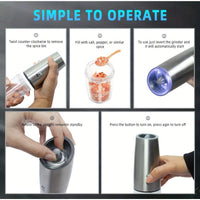 USB Rechargeable Salt and Pepper Grinder Set with Adjustable Coarseness, LED Light Indicator, One-Hand Operation, Stainless Steel Body, Includes 2 Charging Cables - Ideal for Efficient Spice Grinding, Spice Grinder, XWXO - Buy online at  Vibe In Cart.