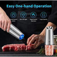 USB Rechargeable Salt and Pepper Grinder Set with Adjustable Coarseness, LED Light Indicator, One-Hand Operation, Stainless Steel Body, Includes 2 Charging Cables - Ideal for Efficient Spice Grinding, Spice Grinder, XWXO - Buy online at  Vibe In Cart.