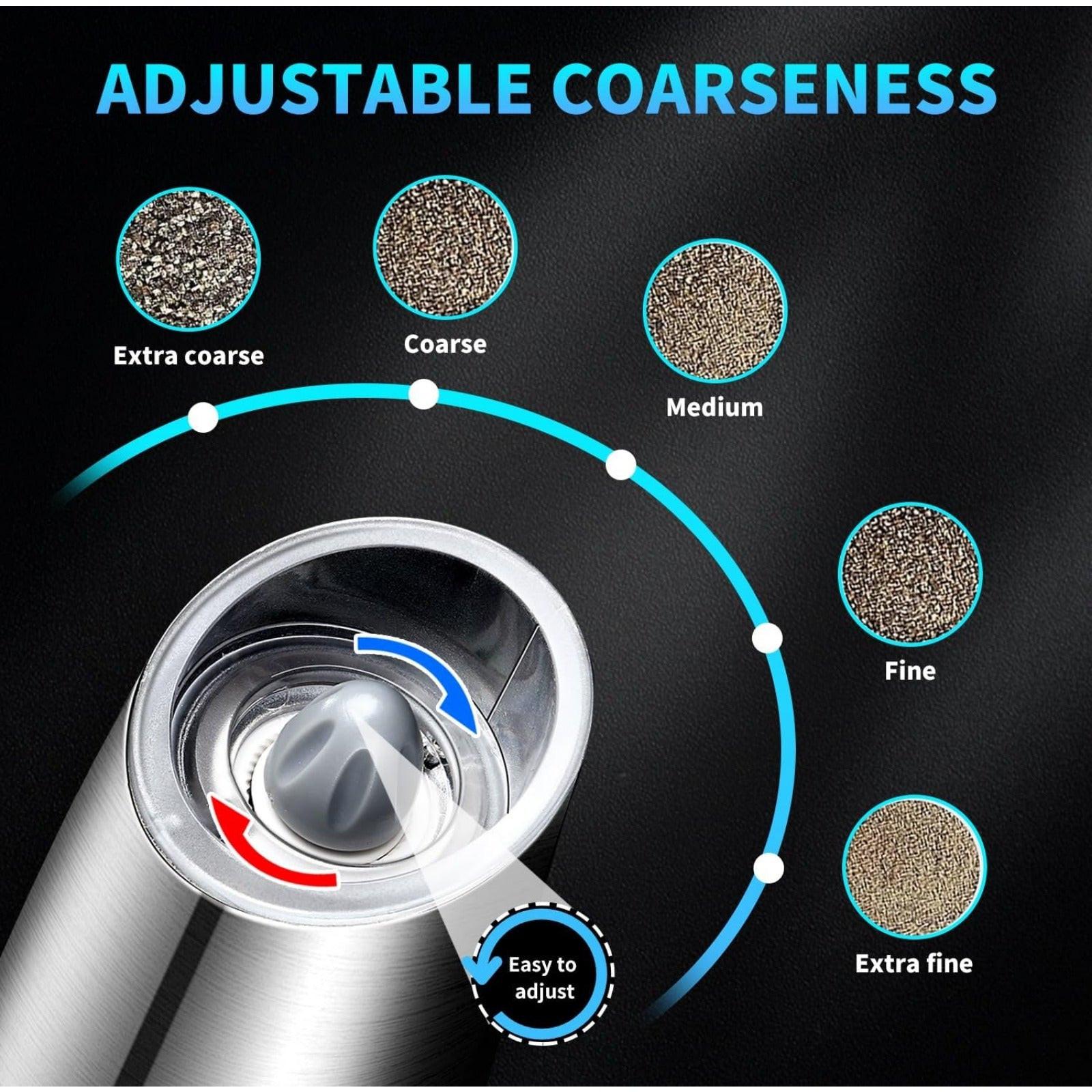 USB Rechargeable Salt and Pepper Grinder Set with Adjustable Coarseness, LED Light Indicator, One-Hand Operation, Stainless Steel Body, Includes 2 Charging Cables - Ideal for Efficient Spice Grinding, Spice Grinder, XWXO - Buy online at  Vibe In Cart.