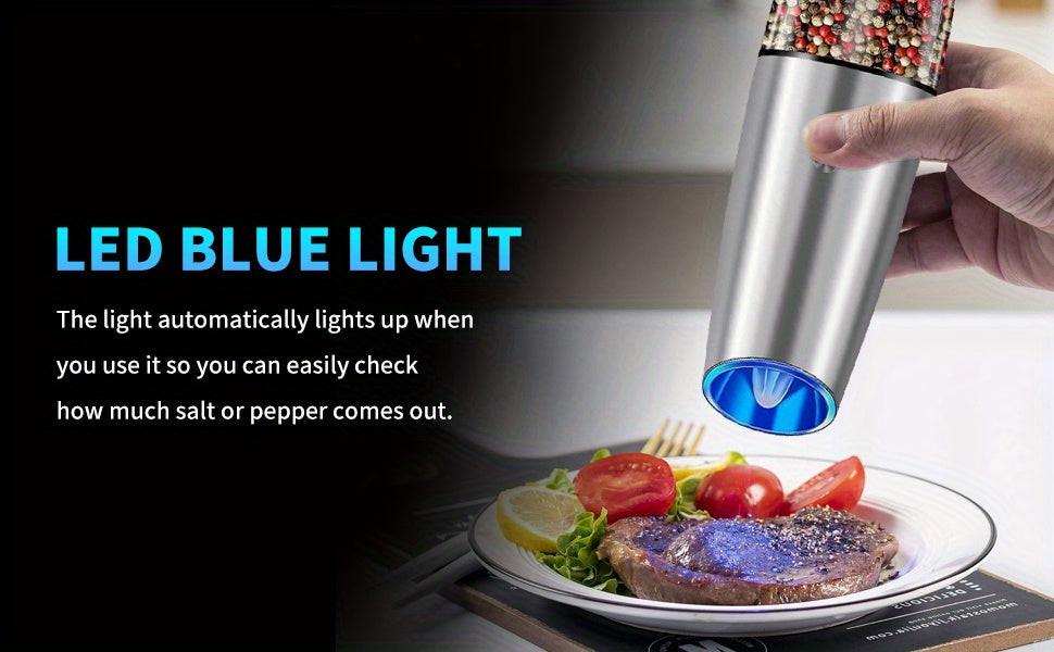 USB Rechargeable Salt and Pepper Grinder Set with Adjustable Coarseness, LED Light Indicator, One-Hand Operation, Stainless Steel Body, Includes 2 Charging Cables - Ideal for Efficient Spice Grinding, Spice Grinder, XWXO - Buy online at  Vibe In Cart.