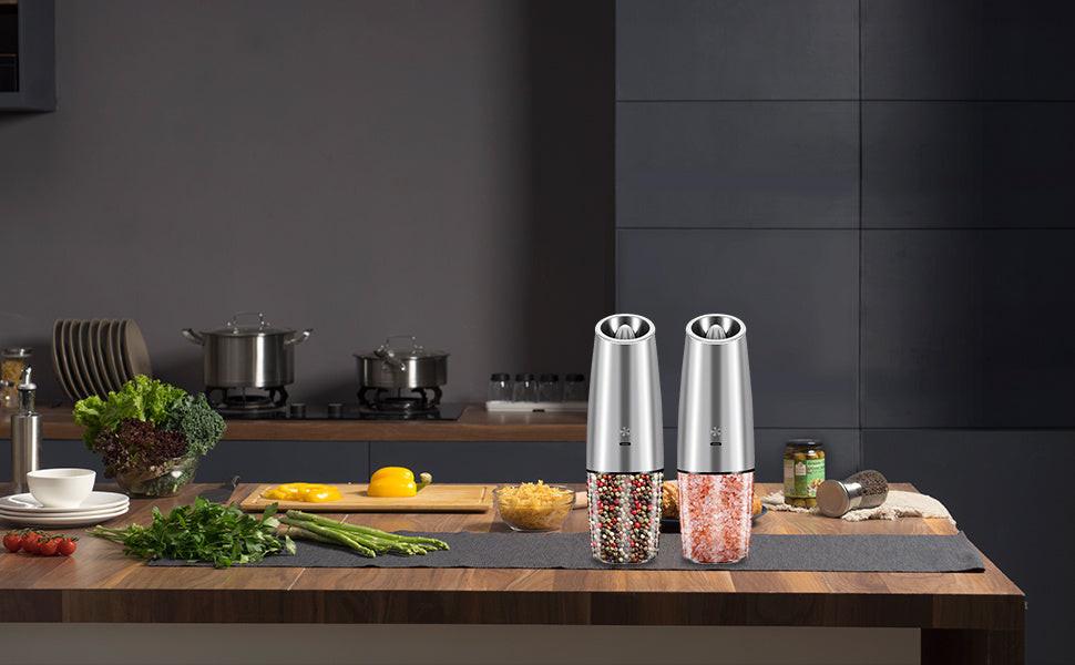 USB Rechargeable Salt and Pepper Grinder Set with Adjustable Coarseness, LED Light Indicator, One-Hand Operation, Stainless Steel Body, Includes 2 Charging Cables - Ideal for Efficient Spice Grinding, Spice Grinder, XWXO - Buy online at  Vibe In Cart.