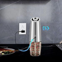 USB Rechargeable Salt and Pepper Grinder Set with Adjustable Coarseness, LED Light Indicator, One-Hand Operation, Stainless Steel Body, Includes 2 Charging Cables - Ideal for Efficient Spice Grinding, Spice Grinder, XWXO - Buy online at  Vibe In Cart.