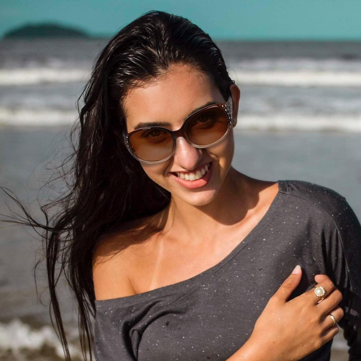 LVIOE Outlets Polarized Fashion Glasses for Women, Rhinestone Wrap Around Fashion Glasses with Protection Lens LS008 - Buy online at  Vibe In Cart.