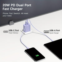 Dual Fast 20W USB C Fast Charger Block With Dual Port Power Adapter, Equipped With A 6-foot Cable C-type Fast Charging Kit, Suitable For IPhone 15 Series, For IPad, Samsung, Etc- Purple/Pink/Green/White - Buy online at  Vibe In Cart.