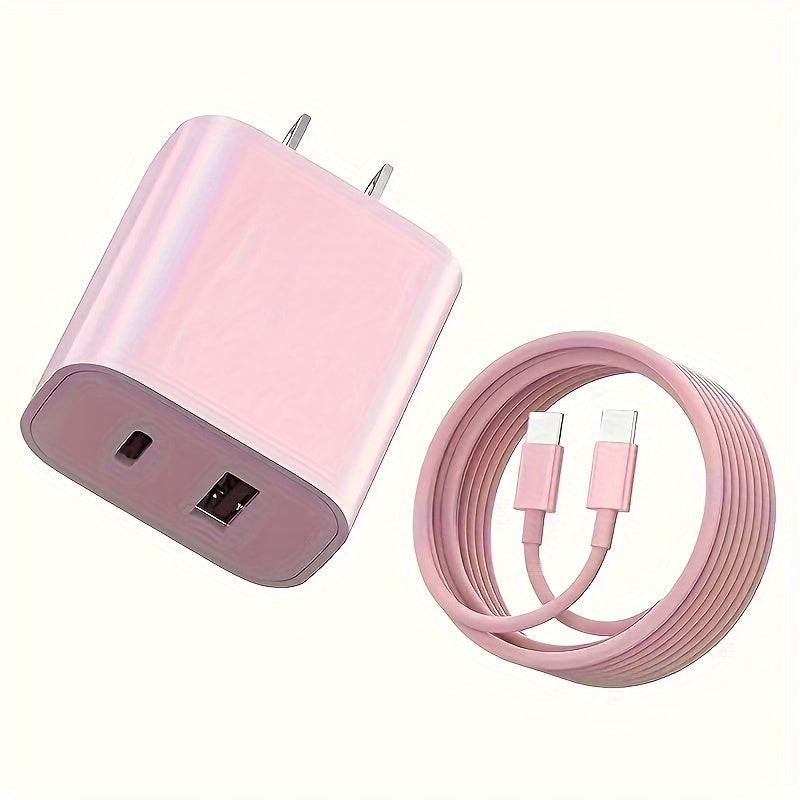 Dual Fast 20W USB C Fast Charger Block With Dual Port Power Adapter, Equipped With A 6-foot Cable C-type Fast Charging Kit, Suitable For IPhone 15 Series, For IPad, Samsung, Etc- Purple/Pink/Green/White - Buy online at  Vibe In Cart.