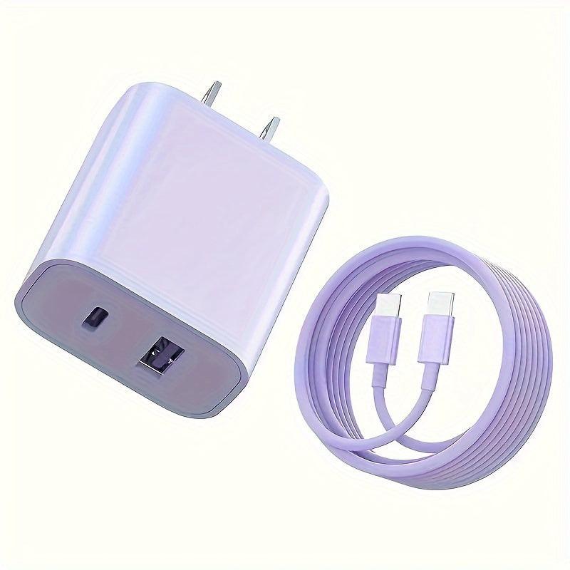 Dual Fast 20W USB C Fast Charger Block With Dual Port Power Adapter, Equipped With A 6-foot Cable C-type Fast Charging Kit, Suitable For IPhone 15 Series, For IPad, Samsung, Etc- Purple/Pink/Green/White - Buy online at  Vibe In Cart.