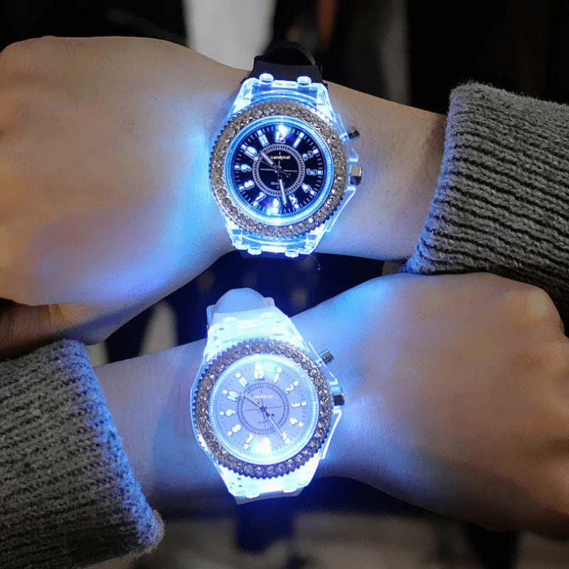 Bright Rhinestone LED Fashion Trendy Unisex Student Couple Jelly Quartz Watch - Buy online at  Vibe In Cart.