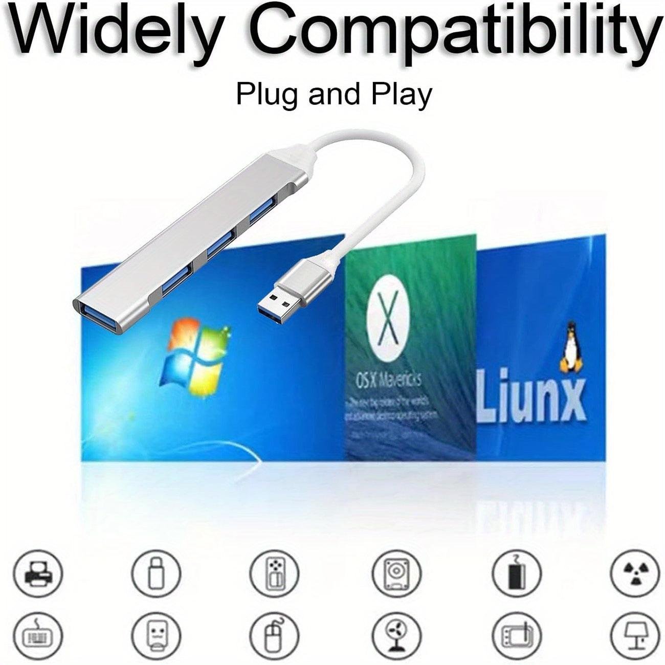 4-Port USB Hub, USB Splitter, Ultra-Slim USB Dongle Expander for Laptops, Xbox, Flash Drives, Hard Drives, Consoles, Printers, Cameras, Keyboards, Mice, Made of Aluminum - Buy online at  Vibe In Cart.