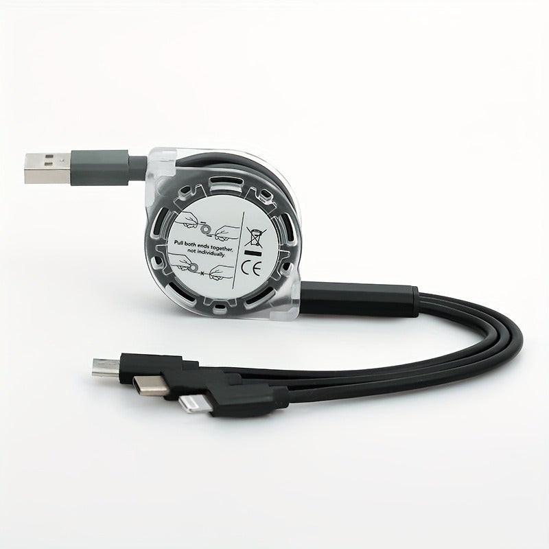 2pcs 3-in-1 Retractable Fast Charging Cables with Lightning, Micro USB, and Type-C Connectors - Multi Charger Cord for iPhone, for iPad, for PS Consoles, Tablets & More - Buy online at  Vibe In Cart.