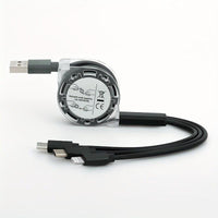 2pcs 3-in-1 Retractable Fast Charging Cables with Lightning, Micro USB, and Type-C Connectors - Multi Charger Cord for iPhone, for iPad, for PS Consoles, Tablets & More - Buy online at  Vibe In Cart.