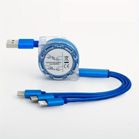 2pcs 3-in-1 Retractable Fast Charging Cables with Lightning, Micro USB, and Type-C Connectors - Multi Charger Cord for iPhone, for iPad, for PS Consoles, Tablets & More - Buy online at  Vibe In Cart.