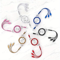 2pcs 3-in-1 Retractable Fast Charging Cables with Lightning, Micro USB, and Type-C Connectors - Multi Charger Cord for iPhone, for iPad, for PS Consoles, Tablets & More - Buy online at  Vibe In Cart.