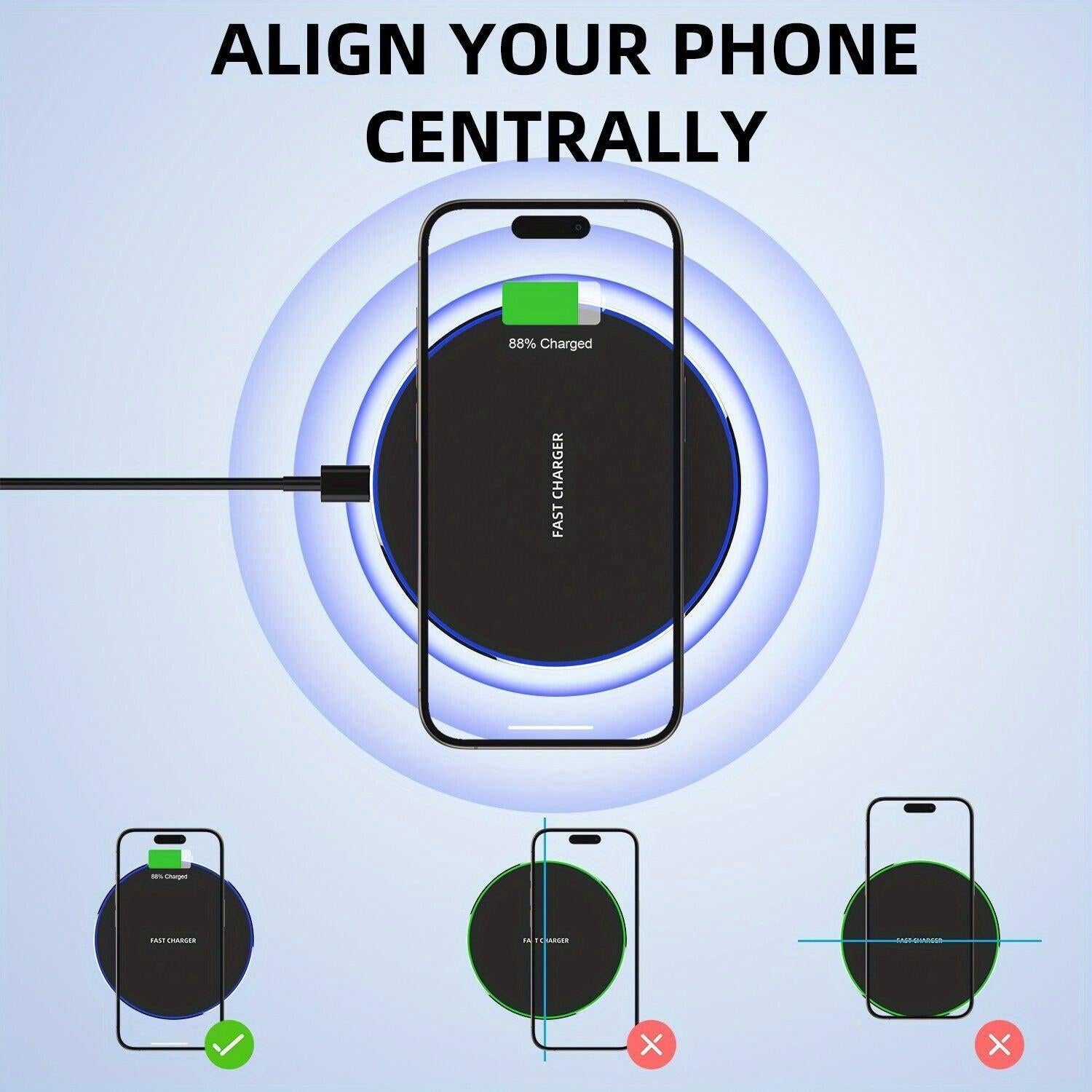 1/2pcs Wireless15W Fast Charger Through Case Lightweight Non-slip Anti-Fingerprint Eficdently Charging Portable Type-C Port - Buy online at  Vibe In Cart.