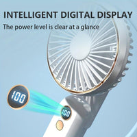 NEW USB charging foldable handheld small fan, can hang neck and desktop, can be handheld, detachable and clean, digital display, five speed adjustment, with power bank function, 4000mAh outdoor small fan - Buy online at  Vibe In Cart.