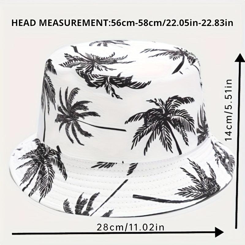 1pc Unisex Coconut Tree Print Bucket Hat - Bohemian Tropical Vacation Style, Breathable & Durable for Outdoor Beach, Casual Wear, Men & Women, Lightweight Headgear, Summer Accessory, Boho Chic, Comfortable Fit, Boho Fashion - Buy online at  Vibe In Cart.