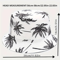 1pc Unisex Coconut Tree Print Bucket Hat - Bohemian Tropical Vacation Style, Breathable & Durable for Outdoor Beach, Casual Wear, Men & Women, Lightweight Headgear, Summer Accessory, Boho Chic, Comfortable Fit, Boho Fashion - Buy online at  Vibe In Cart.