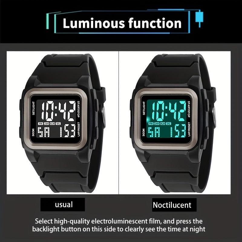 Stylish Square Large Screen Sports Electronic Watch, Night Light Wrist Watch, Suitable For Boys And Girls, Birthday Gift - Buy online at  Vibe In Cart.