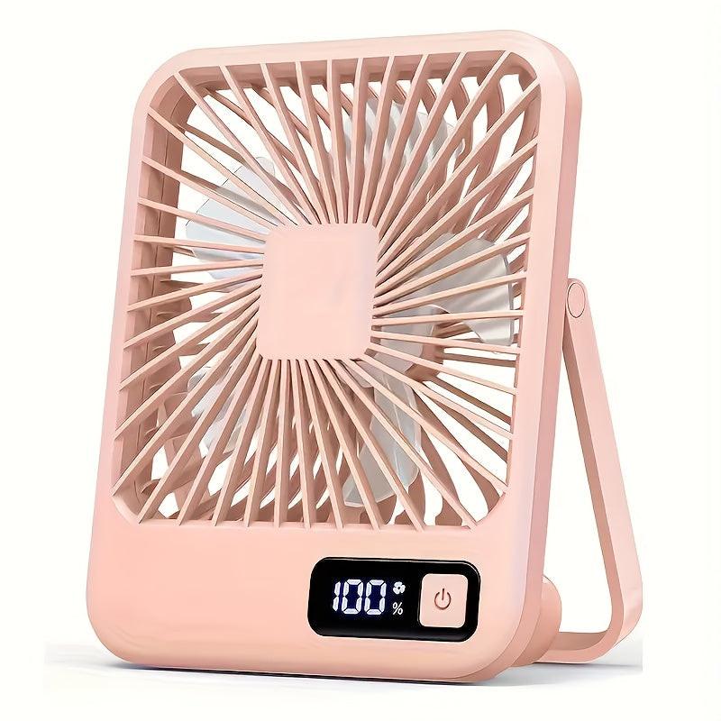 Portable USB Desktop Fan with Battery - Ultra-Quiet 5-Speed Adjustable & 180° Foldable Design, Digital Power Display, Polished Acrylic Finish, Compact for Home, Office, Travel, Air Conditioning, Portable Fan, Home Cooling, M - Buy online at  Vibe In Cart.
